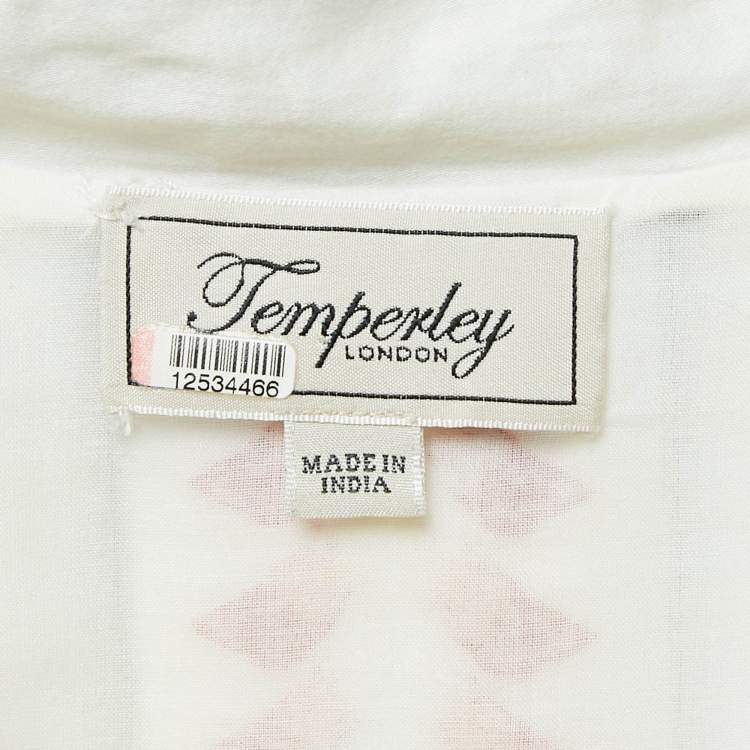 Pre Owned Temperley White Embroidered Cotton Tiered Midi Dress S