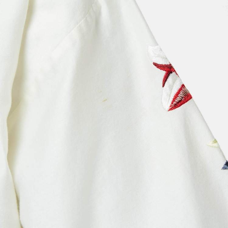 Pre Owned Temperley White Embroidered Cotton Tiered Midi Dress S