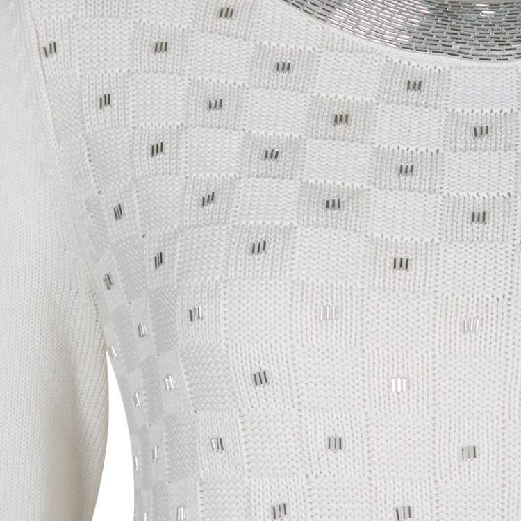 Pre Owned Temperley London Cream Cotton Silk Embellished Sweater S