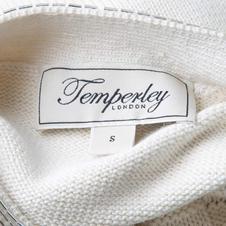 Pre Owned Temperley London Cream Cotton Silk Embellished Sweater S