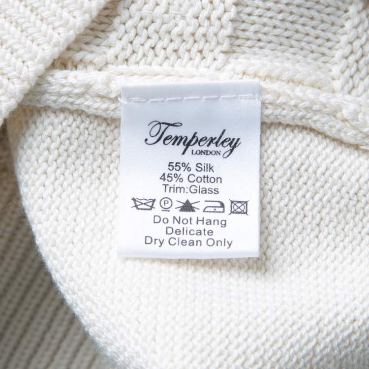 Pre Owned Temperley London Cream Cotton Silk Embellished Sweater S