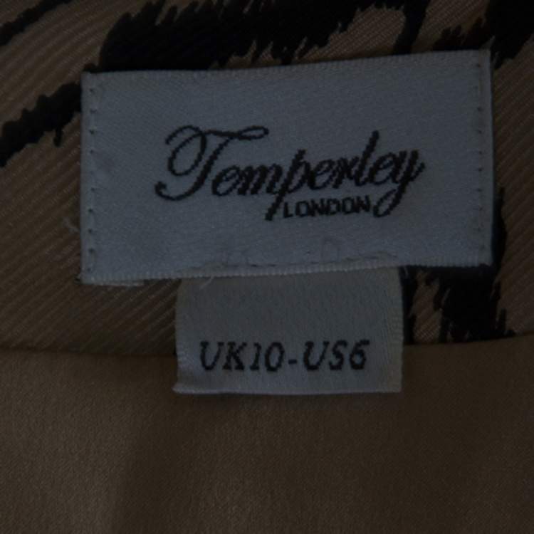 مملوكة مسبقًا Temperley London Brown and Black Printed Silk Short Sleeve Dress M
