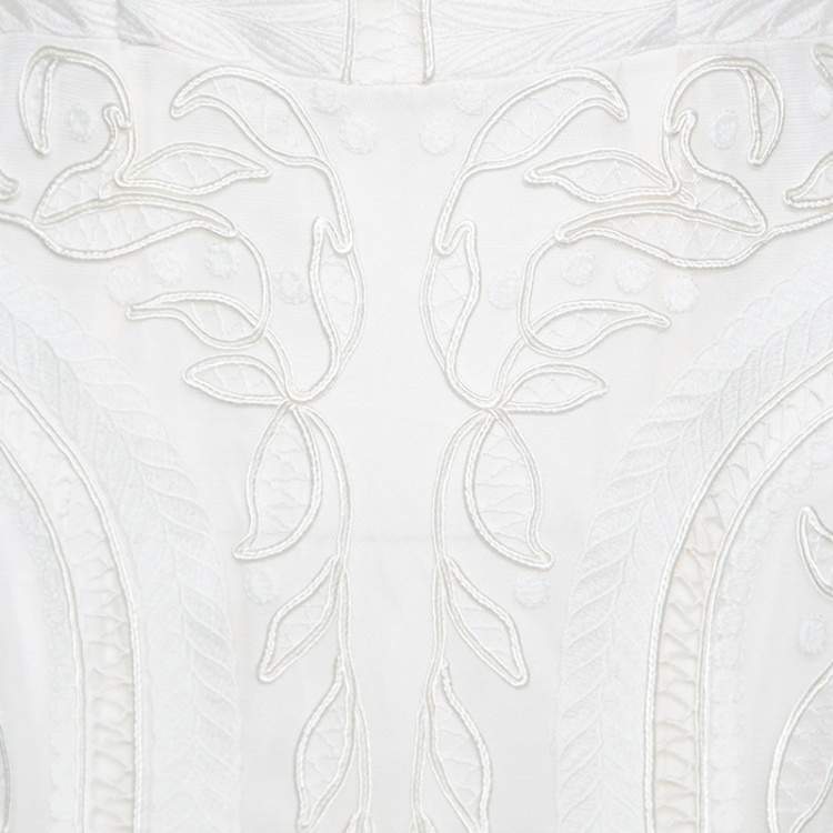 Pre Owned Temperley London Off White Tonal Embroidered Tulle Bertie Gown S