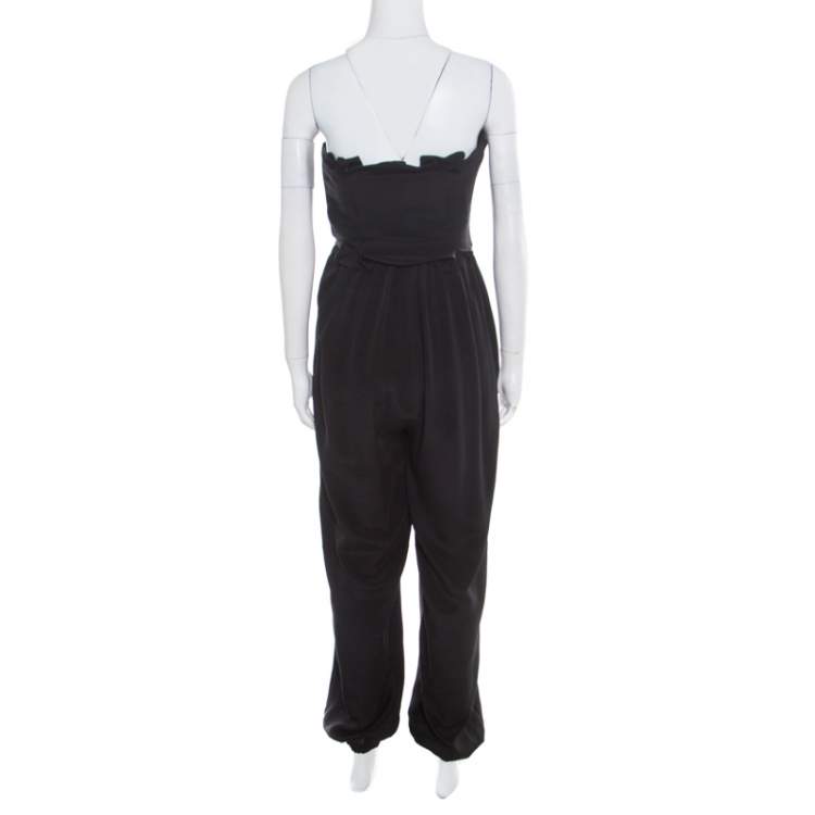 Pre Owned Temperley London Black Silk Criss Cross Detail Strapless Harem Jumpsuit S 