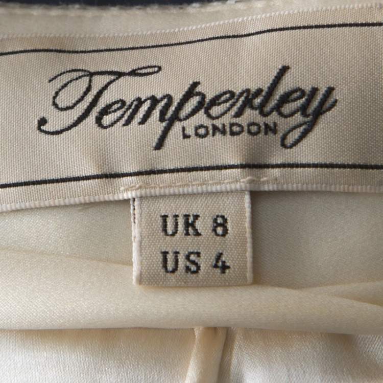Pre Owned Temperley London Silver Metallic Silk Blend Pearl Maxi Skirt S