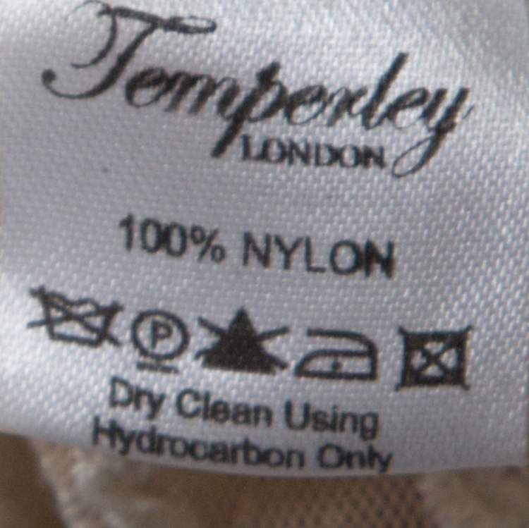 Pre Owned Temperley London Cream Embellished Sand Tulle Crop Top L