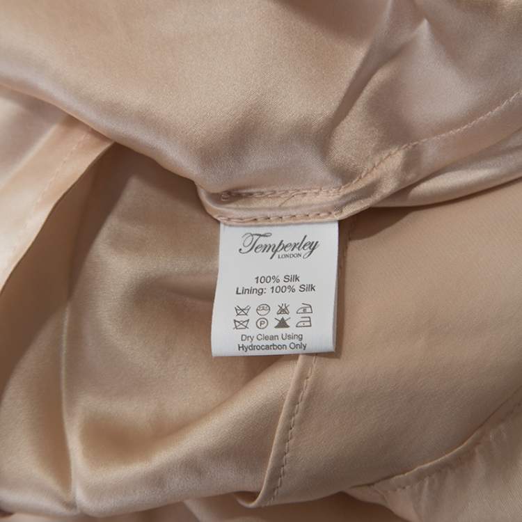 Pre Owned Temperley Pale Pink Chiffon Contrast Embroidery Detail Blouse L