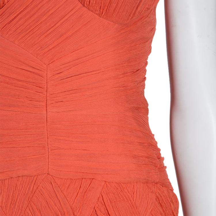 Pre Owned Temperley London Orange Crinkle Chiffon Evening Gown M