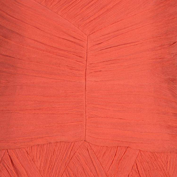 Pre Owned Temperley London Orange Crinkle Chiffon Evening Gown M