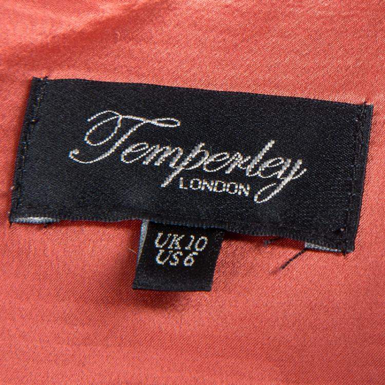 Pre Owned Temperley London Orange Crinkle Chiffon Evening Gown M