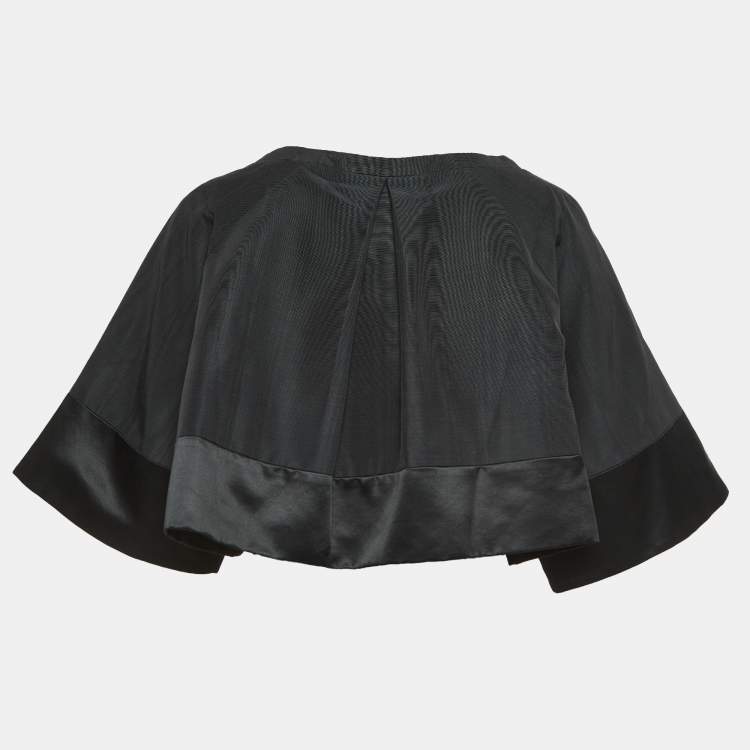 مملوكة مسبقًا Temperly London Black Silk-Blend Cropped Evening Jacket L