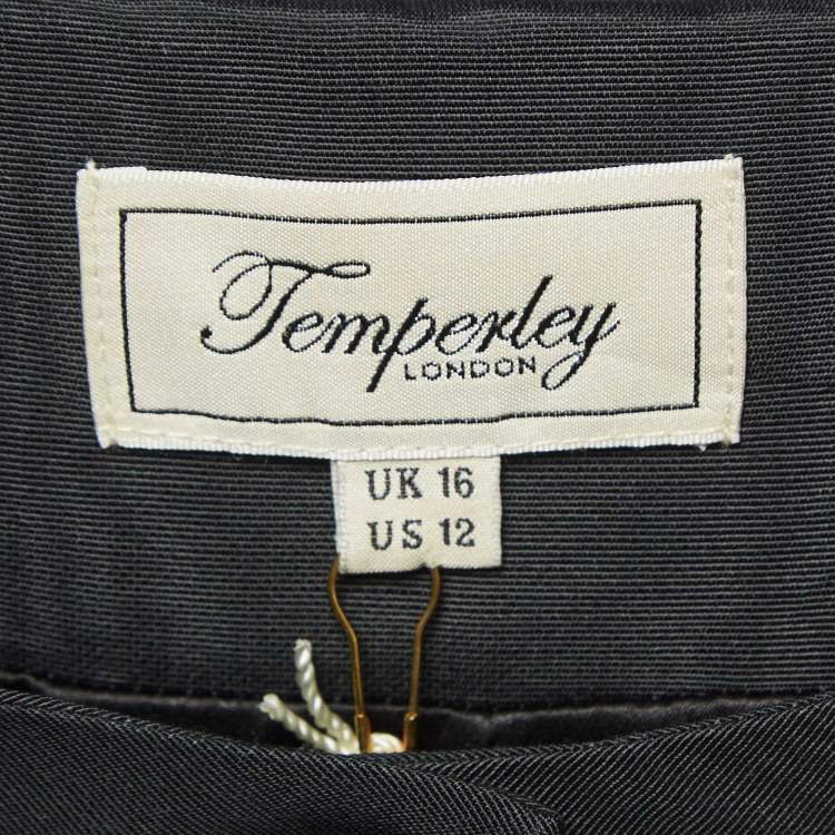 مملوكة مسبقًا Temperly London Black Silk-Blend Cropped Evening Jacket L