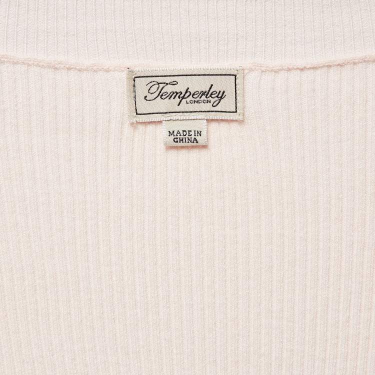 Pre Owned Temperly london Pink Rib Knit Round Neck Sweater M