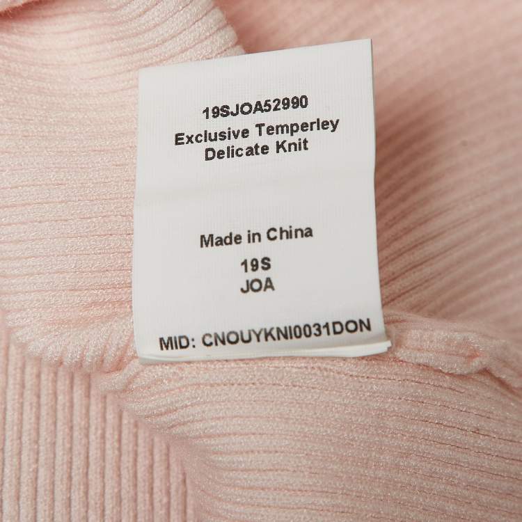 Pre Owned Temperly london Pink Rib Knit Round Neck Sweater M