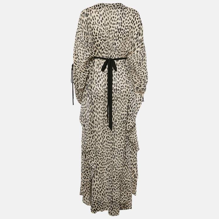 Pre Owned Temperley London Cream Animal Print Crepe Kaftan Dress M