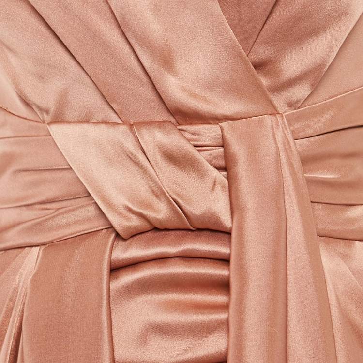 Pre Owned Temperley London Rustic Pink Silk Draped V-Neck Sleeveless Gown S