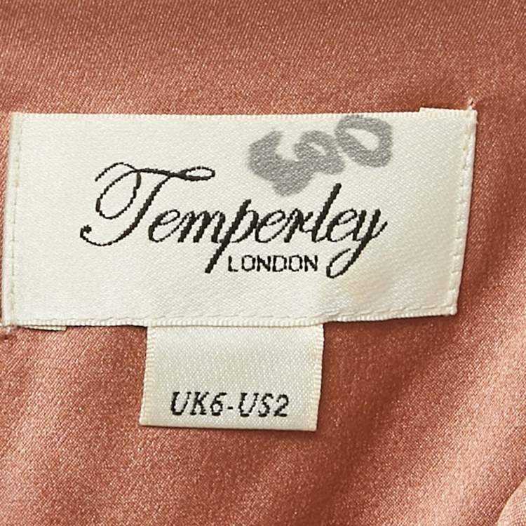 Pre Owned Temperley London Rustic Pink Silk Draped V-Neck Sleeveless Gown S