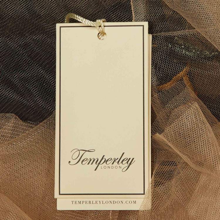 مملوكة مسبقًا Temperley London Black Maze Embroidered Tulle Halter Neck Dress XL
