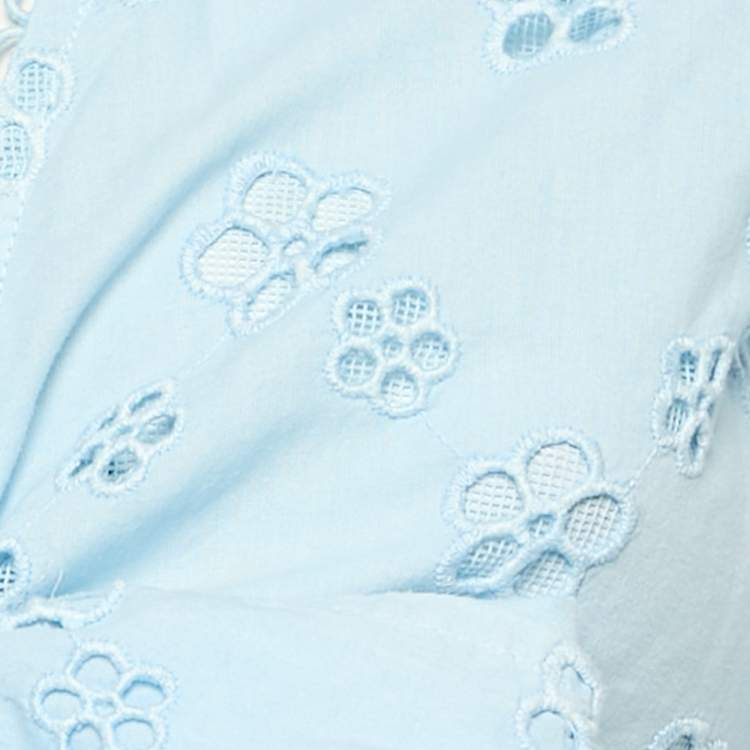 Pre Owned   Temptation Positano Blue Broderie Anglaise Wrap top and Pants Set XS