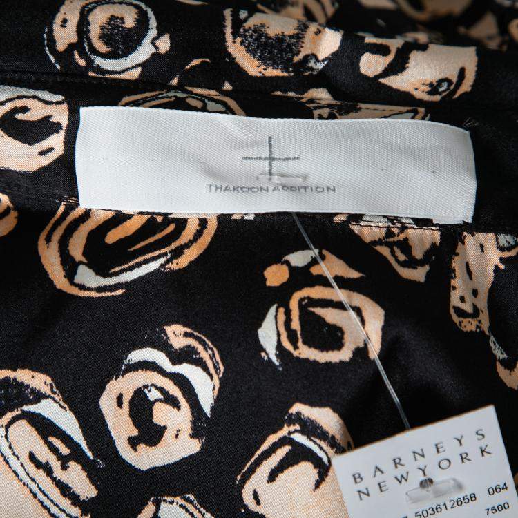 Pre Owned Thakoon Addition Black and Blush Silk Abstract Print Shirt Top Playsuit XS 
