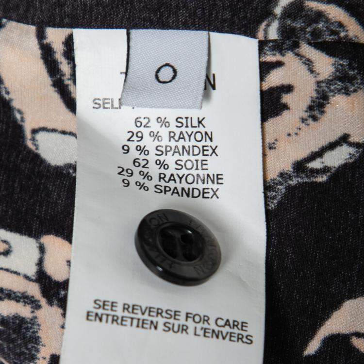 Pre Owned Thakoon Addition Black and Blush Silk Abstract Print Shirt Top Playsuit XS 