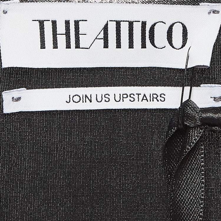 Pre Owned The Attico Metallic Silver Lamé Fan Detail Long Dress S