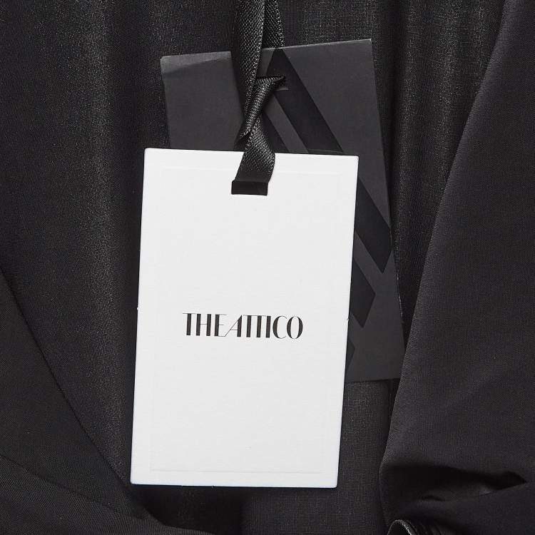 Pre Owned The Attico Metallic Silver Lamé Fan Detail Long Dress S