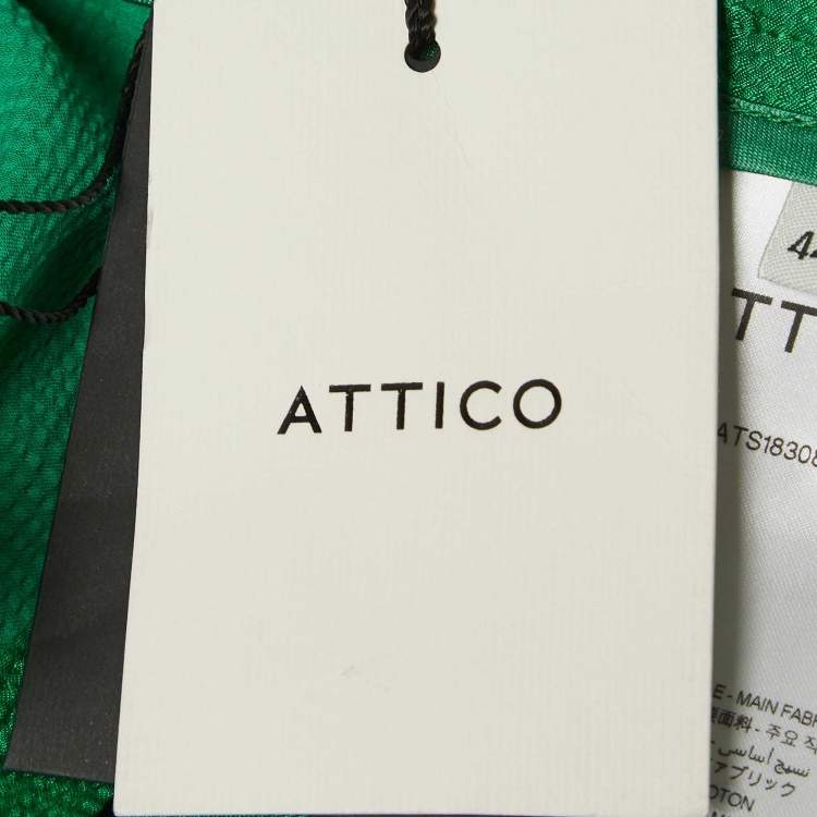 Pre Owned The Attico Green Satin Martellato Wide-Leg Pants M