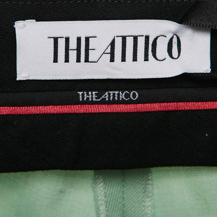 Pre Owned The Attico Green Wool Slit Detail Freja Skinny Pants M