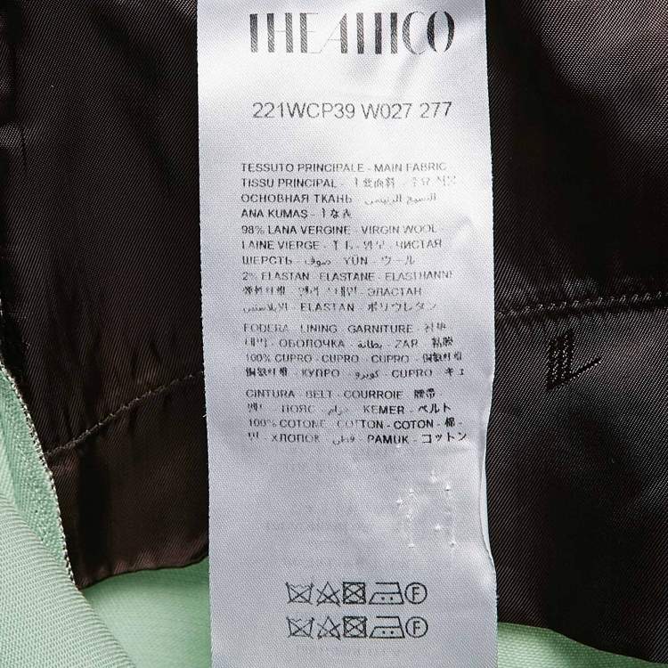 Pre Owned The Attico Green Wool Slit Detail Freja Skinny Pants M