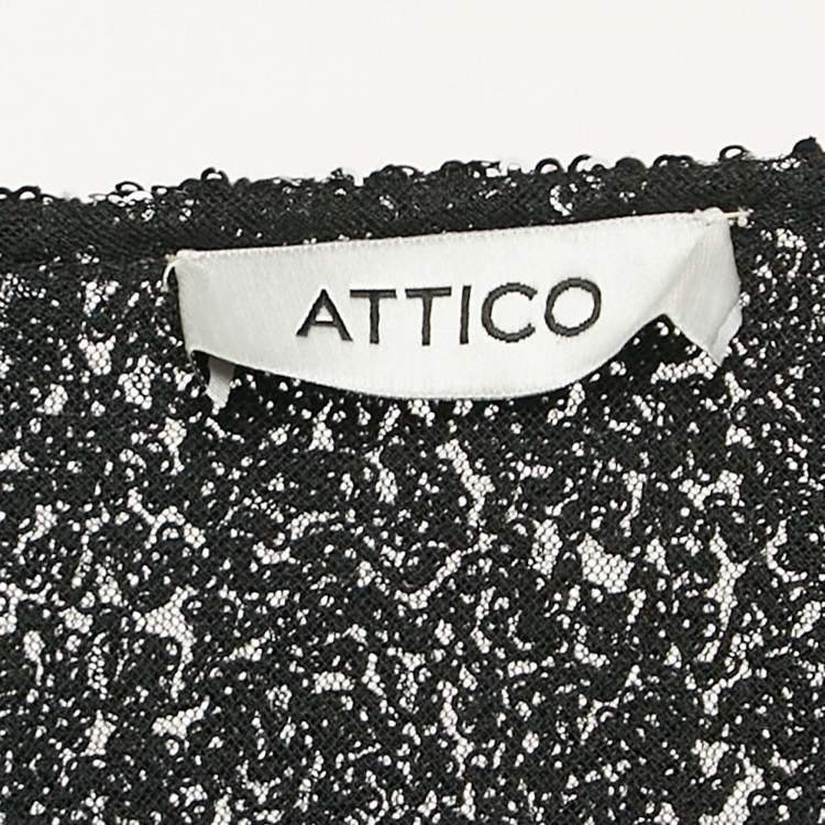 Pre Owned The Attico Black Sequin Button Front Asymmetric Cocktail Dress M