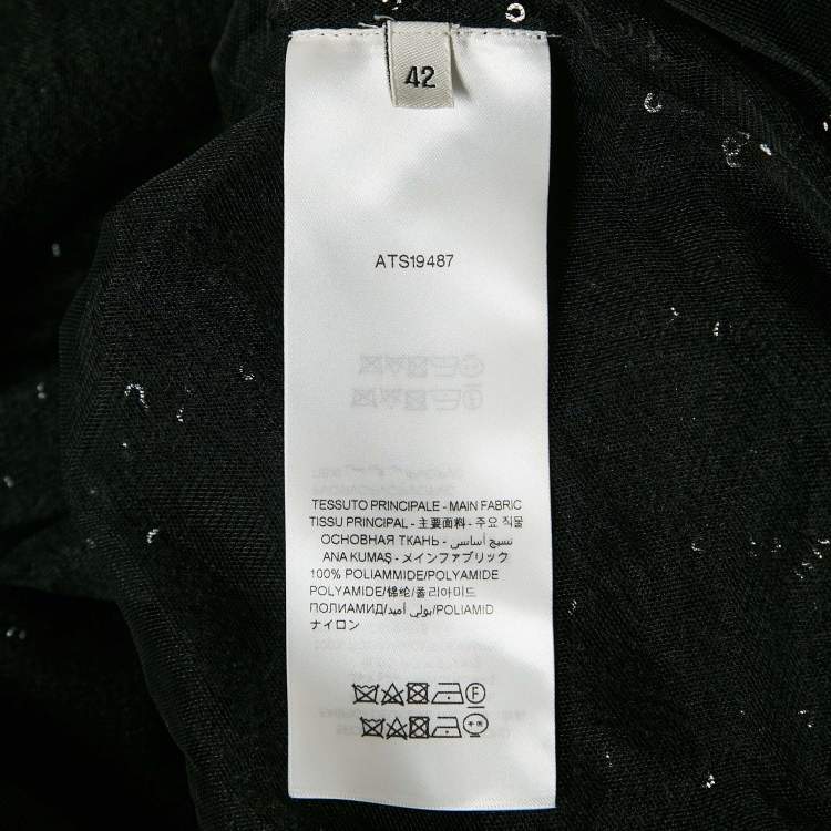 Pre Owned The Attico Black Sequin Button Front Asymmetric Cocktail Dress M