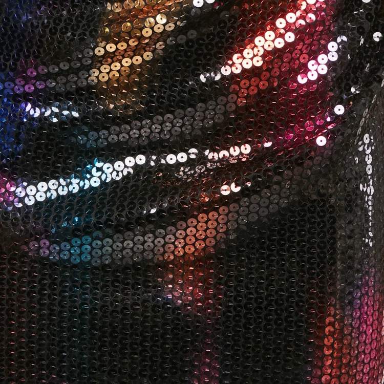 Pre Owned The Attico Multicolor Sequin Jersey Bow Detail Wrap Maxi Skirt XS