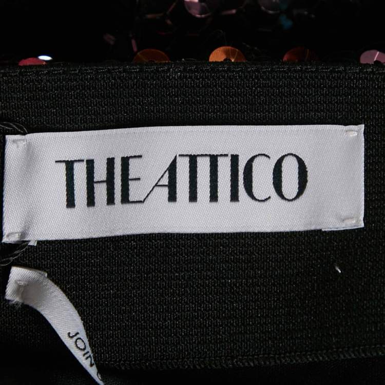 Pre Owned The Attico Multicolor Sequin Jersey Bow Detail Wrap Maxi Skirt XS