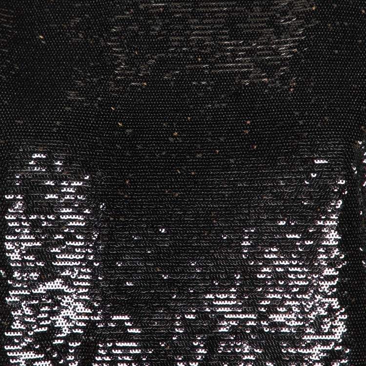 Pre Owned The Attico Black Sequined Structure Shouldered T-Shirt XS 