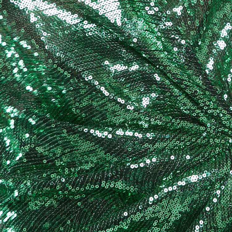 Pre Owned The Attico Green Sequin Ruffled Mini Wrap Dress M