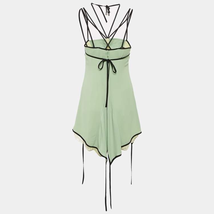 Pre Owned The Attico Green/Yellow Crepe Polly Strap Dress S