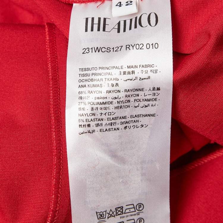 Pre Owned The Attico Red Jersey Flared Beath Midi Skirt M