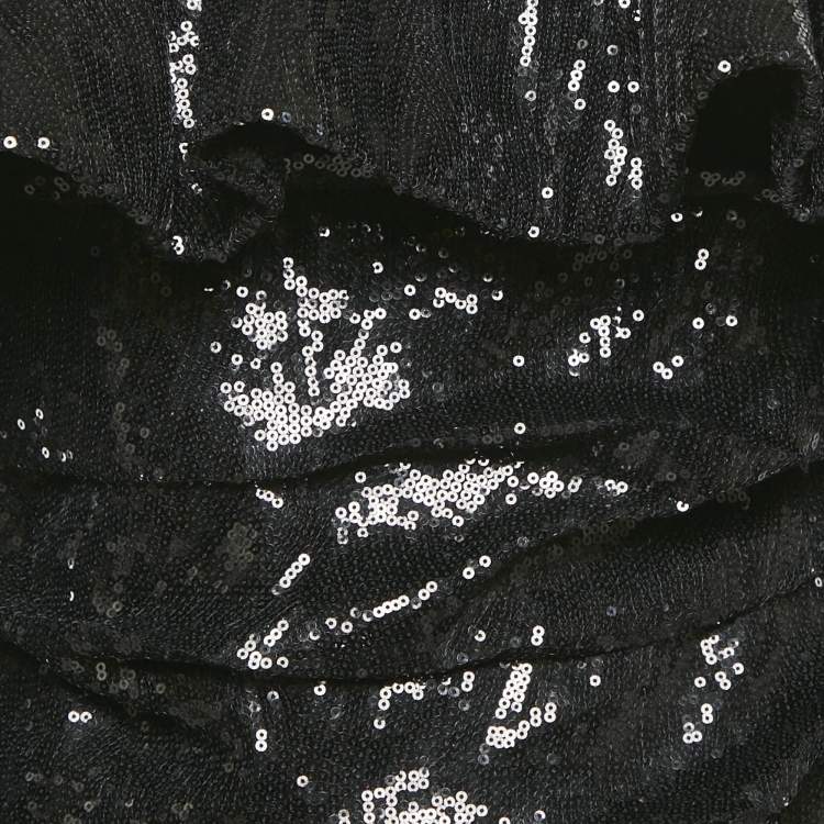 Pre Owned The Attico Black Sequin Ruffled Mini Dress S