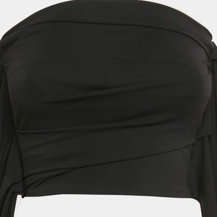 Pre Owned The Attico Black Jersey Draped Strapless Crop Top XS