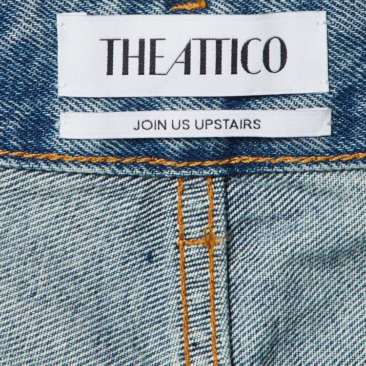 Pre Owned The Attico Light Blue Denim Fern Wide-Leg Cargo Jeans XL Waist 34"