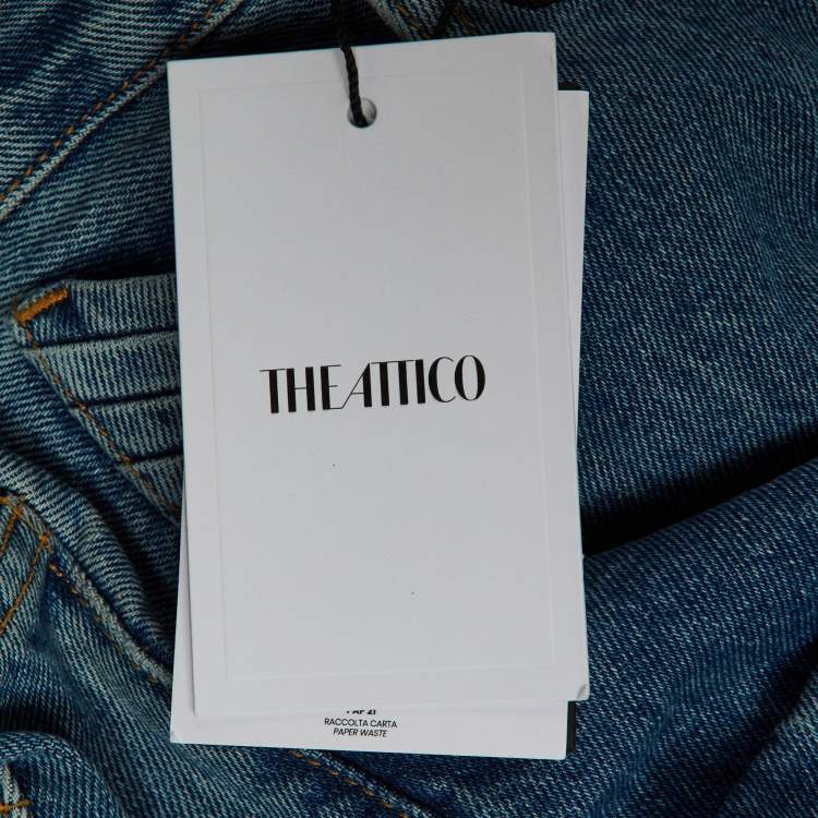 Pre Owned The Attico Light Blue Denim Fern Wide-Leg Cargo Jeans XL Waist 34"