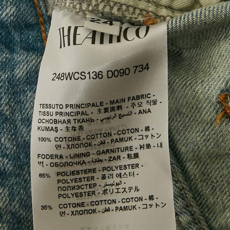 Pre Owned The Attico Blue Denim Low Waist Cargo Pocket Detail Mini Skirt S/Waist 28"