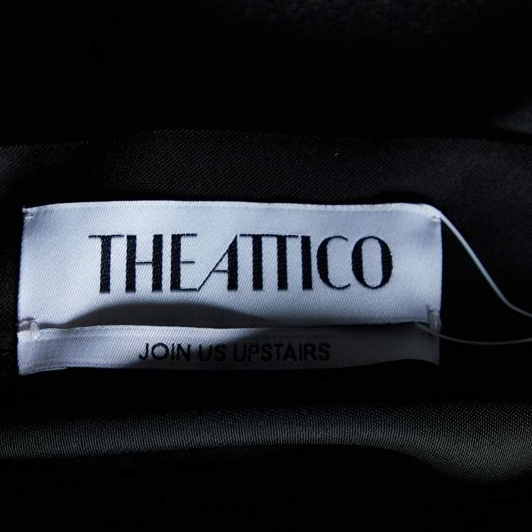 Pre Owned The Attico Black Sateen Draped Clasp Detail One Shoulder Dress S