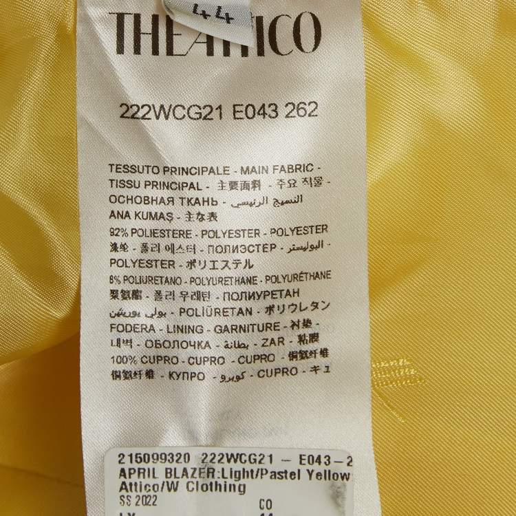 Pre Owned The Attico Pastel Yellow Stretch Knit Double Breasted April Blazer M
