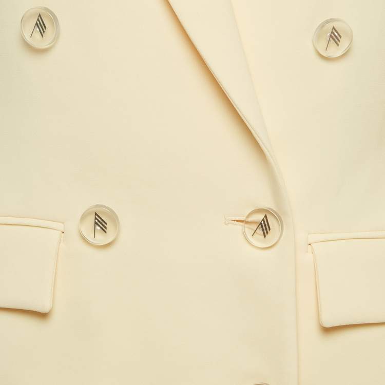 Pre Owned The Attico Pastel Yellow Stretch Knit Double Breasted April Blazer M