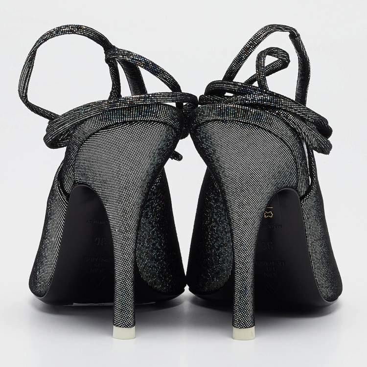 Pre Owned The Attico Metallic Textured Suede Venus Ankle Tie Pumps Size 36