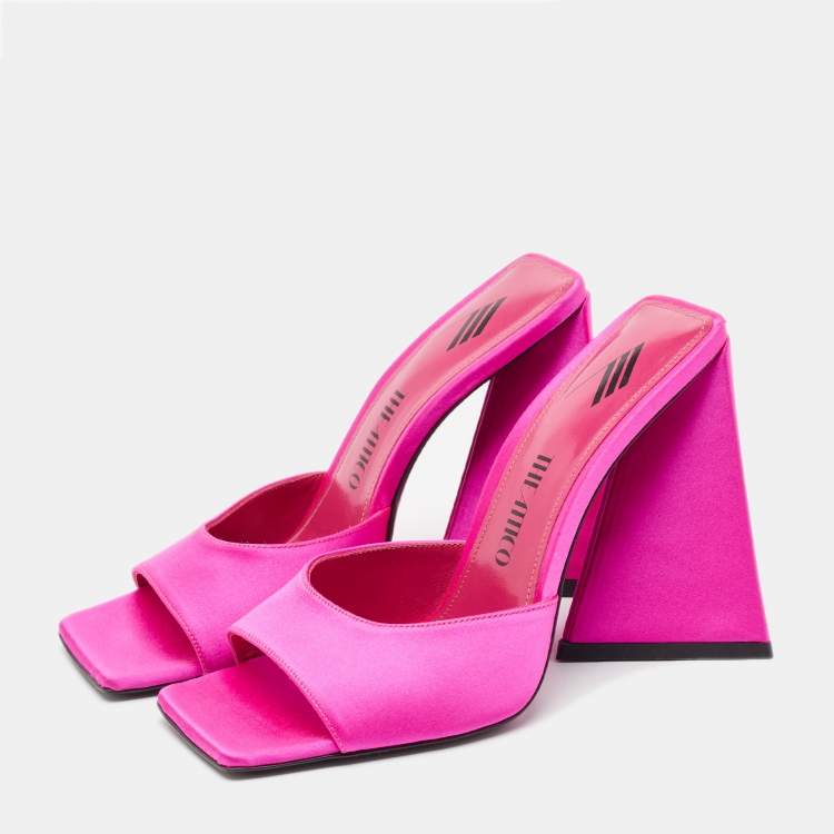 Pre Owned The Attico Pink Satin Devon Slide Sandals Size 37