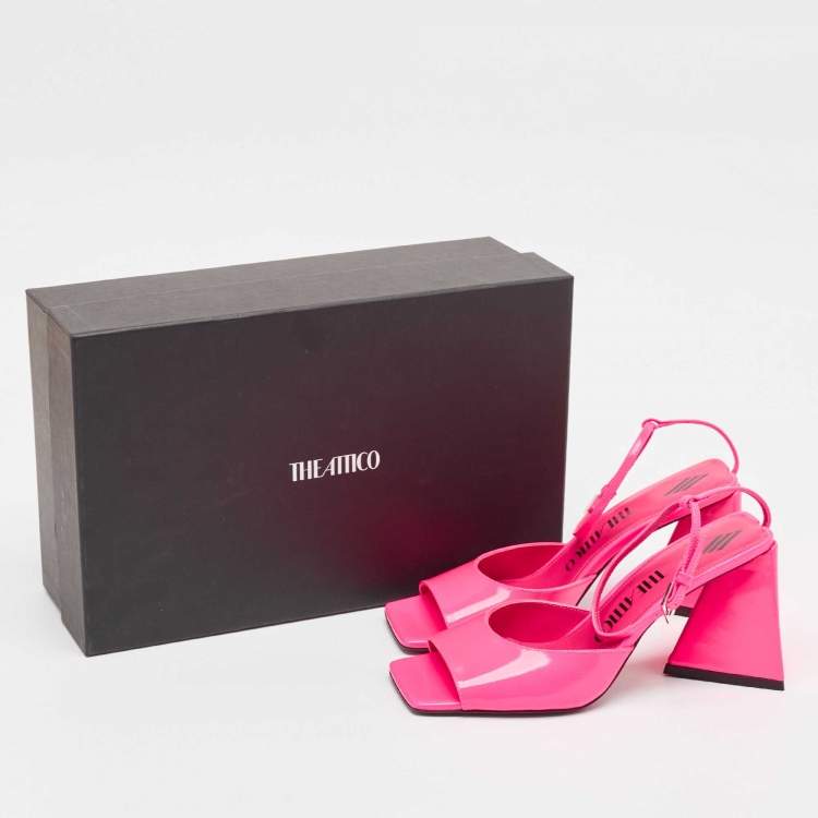 Pre Owned The Attico Pink Leather Piper Ankle Strap Sandals Size 38