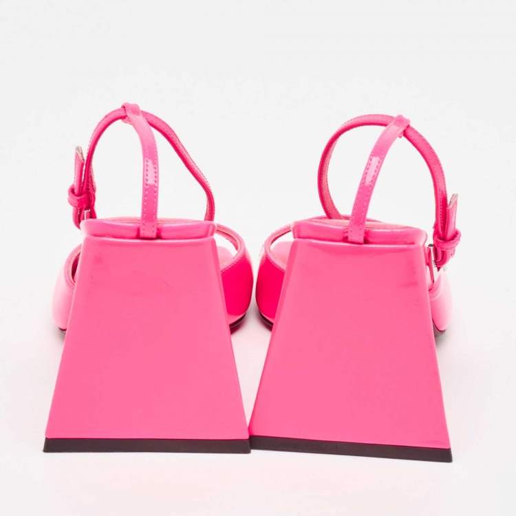Pre Owned The Attico Pink Leather Piper Ankle Strap Sandals Size 38